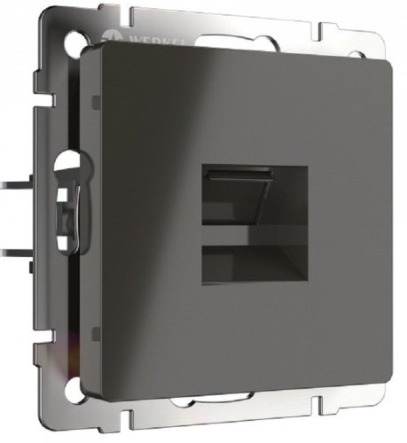 Розетка телефонная без рамки Werkel 1-м. RJ11 серо-коричневый глянцевый фото Розетка телефонная без рамки Werkel 1-м. RJ11 серо-коричневый глянцевый картинка